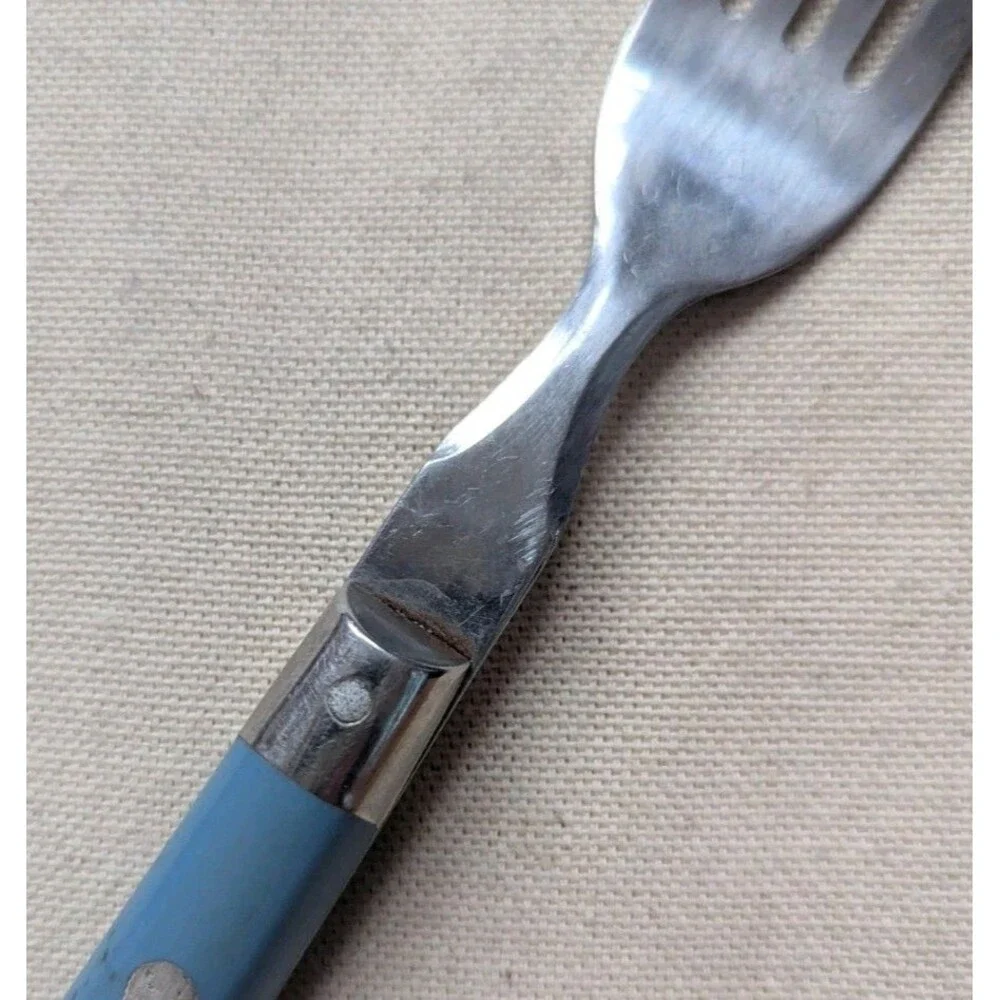Vintage WF Mardi Gras Sky Blue Stainless Flatware Silverware Dinner Fork 7.5
